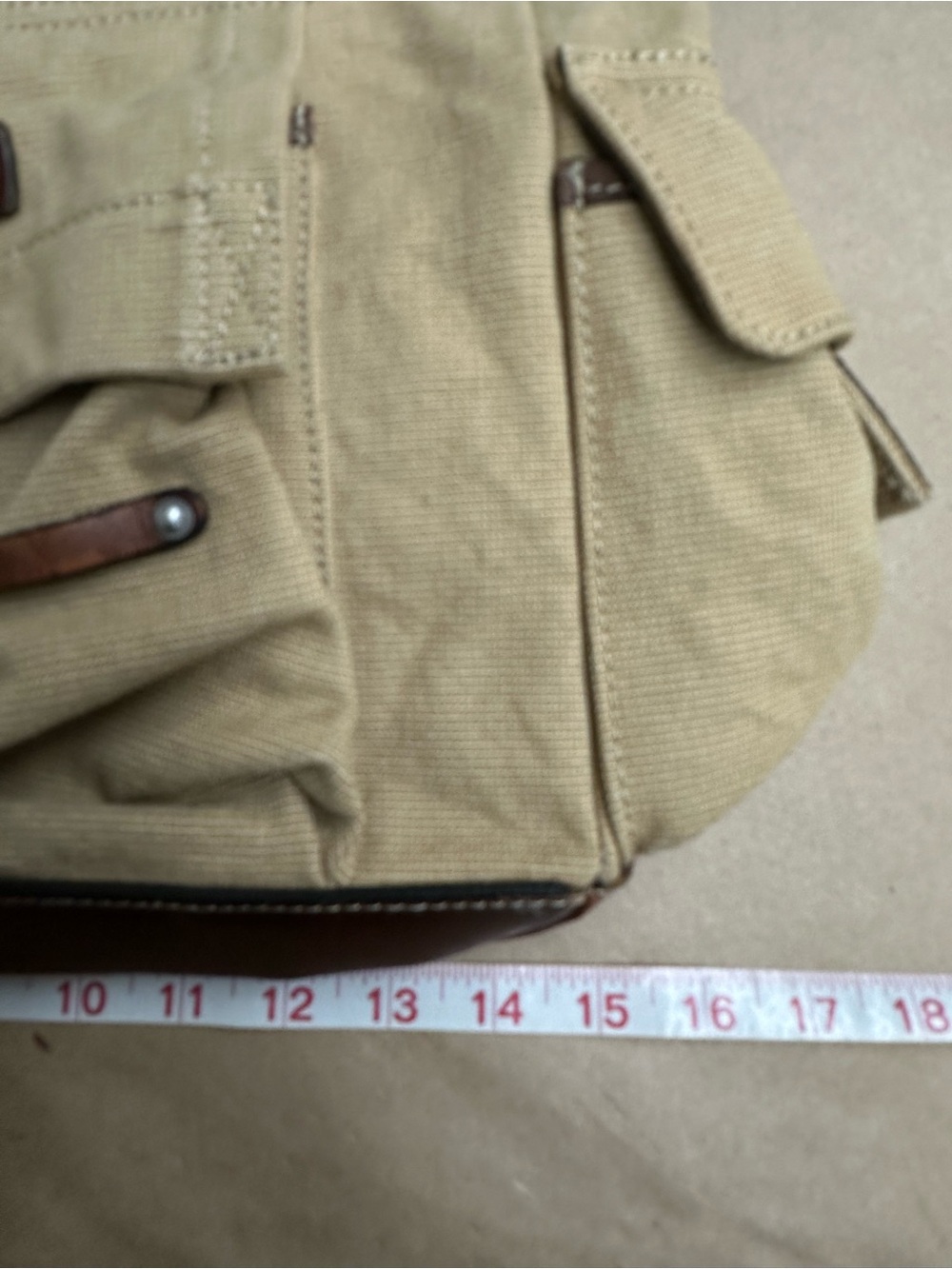 Canvas Tote Bag with Brown Leather Trim vintage Ralph Lauren - Picture 10 of 12